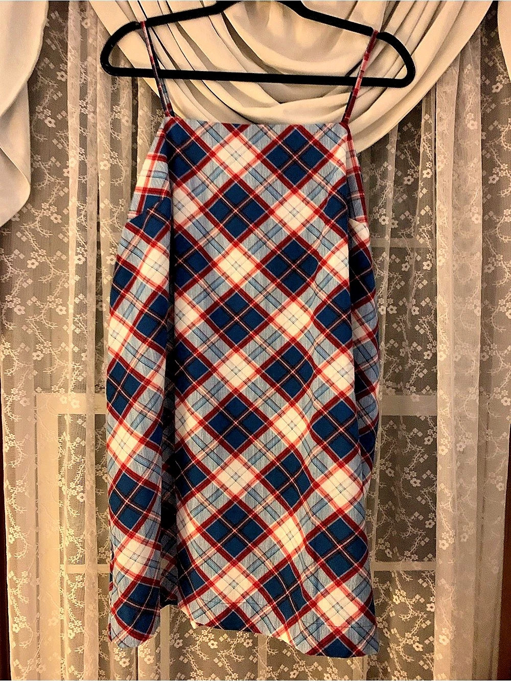 Old Navy Plaid Mini Dress in Blue & Red